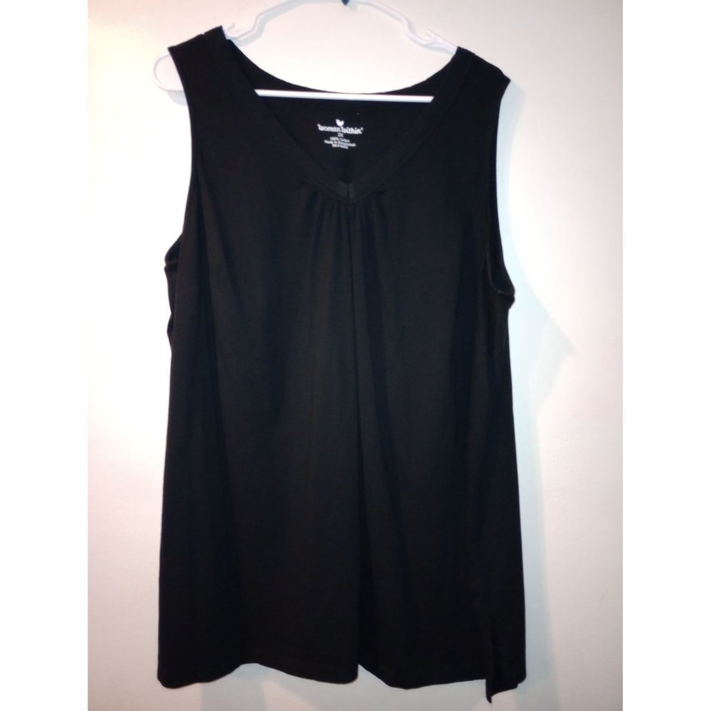 Black Sleeveless V Neck Tunic 100% Cotton